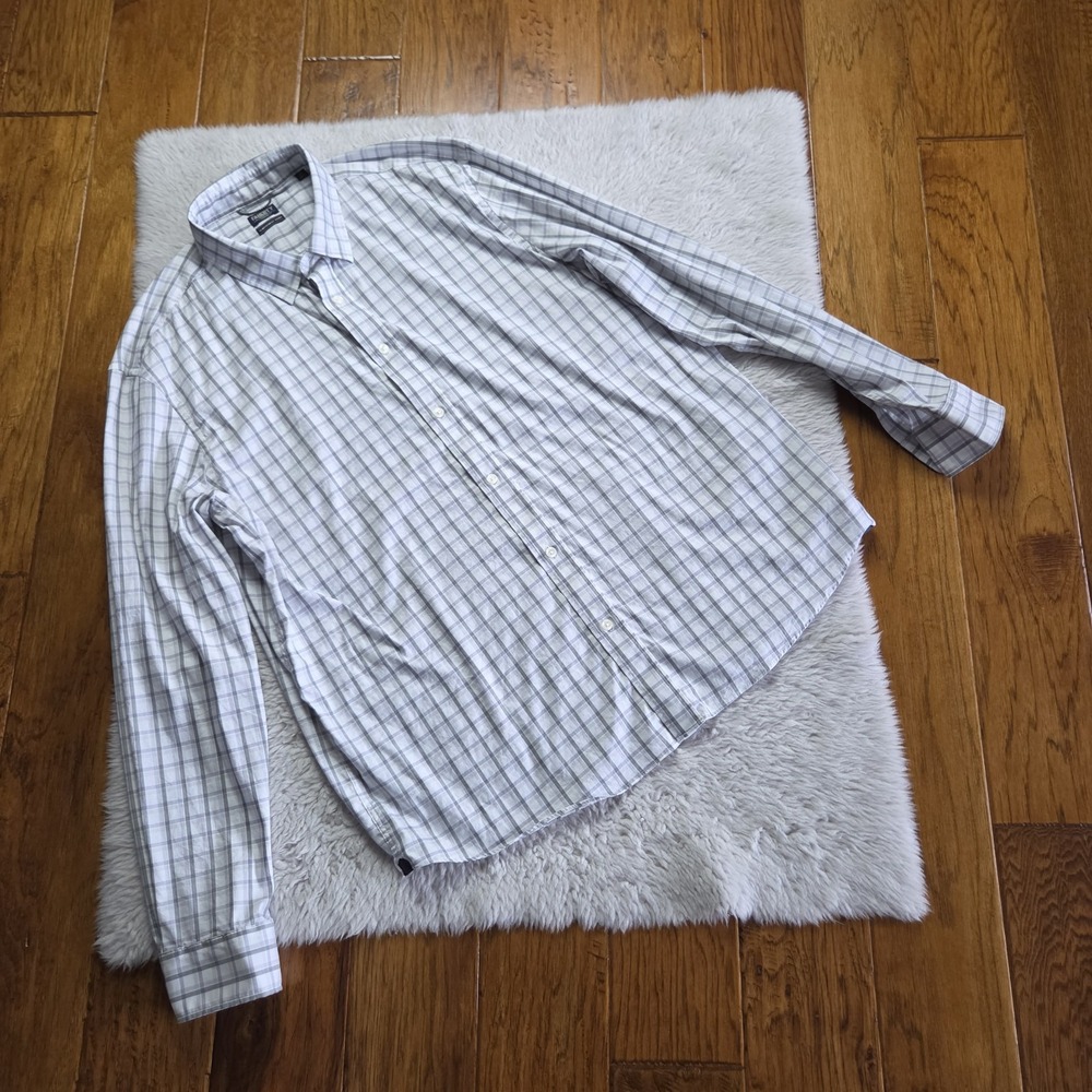 Faherty The Movement Shirt Button Up Long Sleeve Men's XXL Gray Plaid